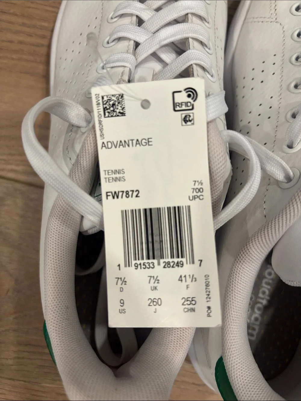 adidas White Leather Sneakers with Green Heel Accents